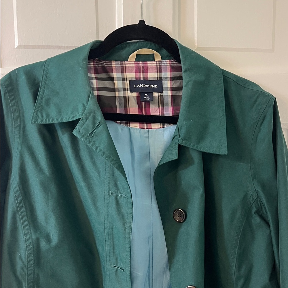 Lands' End Women’s Dark Green Raincoat Size 10-12 Medium - Picture 4 of 5